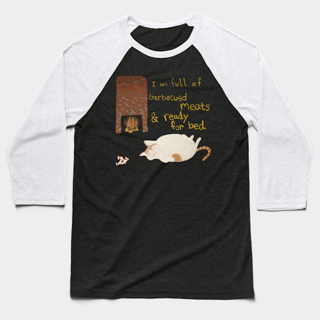 Fat Cat Barbecued Meats Baseball T-Shirt by Art by Bronwyn